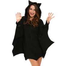 women halloween bat costume dress hooded zipper long sleeve cosplay sexy adult uniform mini dress black deguisement adultes J4U66