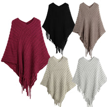 women ladies cape coat poncho knit oblique tassels echarpe women warm pashmina spain design pullover scarves wraps J4U66