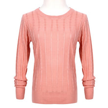 Women Lady Long Sleeve Round Neck Twisted Knit Sweater Pullover Jumper Tops J4U66