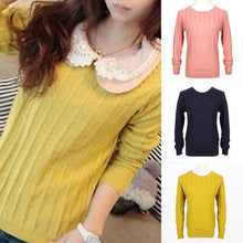 Women Lady Long Sleeve Round Neck Twisted Knit Sweater Pullover Jumper Tops J4U66