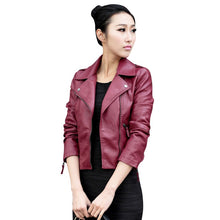 women leather motorcycle zippercollar punk coat biker jacket outwear fashionest J4U66