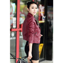 women leather motorcycle zippercollar punk coat biker jacket outwear fashionest J4U66