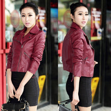 Leather Motorcycle Zipper collar Punk Coat Biker Jacket Outwear est LE2 J4U66