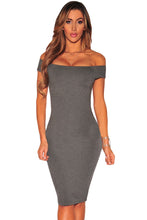 women off the shoulder dress runway charcoal crisscross back short sleeve slim bodycon dress sexy club vestidos J4U66