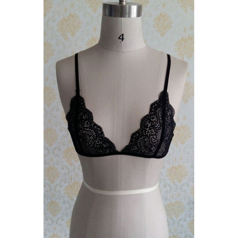 Sexy Floral Lace Triangle Bra Bustier Sheer Bralette Unpadded Camis Crop Top Lady Bras Clothes J4U66