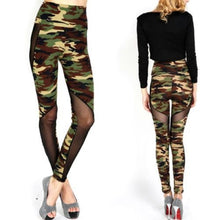 Women Sexy Mesh Camouflage Leggings High Waist Patchwork Stretchy Slim Army Camo Leggings Leggings J4U66