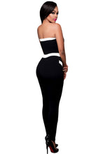 women sexy strapless bandage bodycon jumpsuit black white romper evening clubwear bodysuit combinaison femme J4U66
