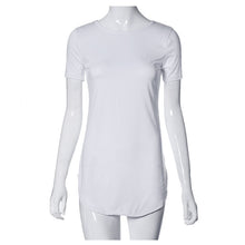 Women Sexy Tops Vestidos Casual Short Sleeve Solid Side Slit T Shirt Party Bodycon Mini Night Club Dresses Plus Size J4U66