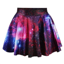 women short high waist skirt 3d print floral flared pleated mini skirts J4U66