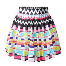 women short high waist skirt 3d print floral flared pleated mini skirts J4U66