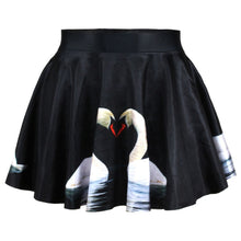 Short High Waist Skirt 3D Print Floral Flared Pleated Mini Skirts LE2 J4U66