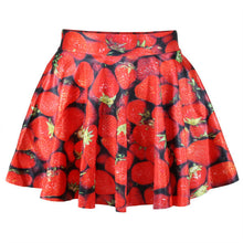Short High Waist Skirt 3D Print Floral Flared Pleated Mini Skirts LE2 J4U66