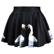 women short high waist skirt 3d print floral flared pleated mini skirts J4U66