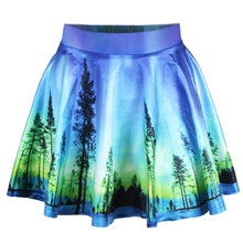 Short High Waist Skirt 3D Print Floral Flared Pleated Mini Skirts LE2 J4U66