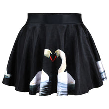 Short High Waist Skirt 3D Print Floral Flared Pleated Mini Skirts LE2 J4U66
