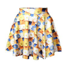 Short High Waist Skirt 3D Print Floral Flared Pleated Mini Skirts LE2 J4U66