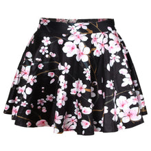 Short High Waist Skirt 3D Print Floral Flared Pleated Mini Skirts LE2 J4U66