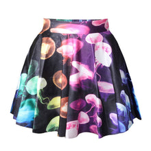 women short high waist skirt 3d print floral flared pleated mini skirts J4U66
