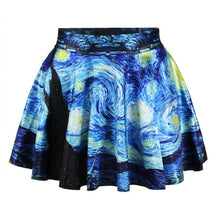 Short High Waist Skirt 3D Print Floral Flared Pleated Mini Skirts LE2 J4U66