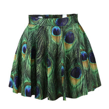 women short high waist skirt 3d print floral flared pleated mini skirts J4U66