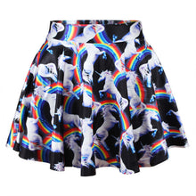 women short high waist skirt 3d print floral flared pleated mini skirts J4U66