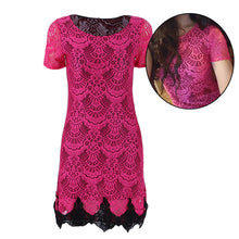 Women Bodycon Slim Lace Floral Crochet Evening Party Mini Dress J4U66