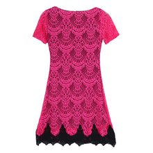 Women Bodycon Slim Lace Floral Crochet Evening Party Mini Dress J4U66