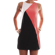 women dresscolor block casual mini dress ladies sleeveless patchwork party dresses plus size vestidos xxxxxl J4U66