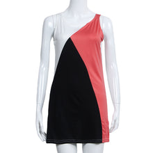 women dresscolor block casual mini dress ladies sleeveless patchwork party dresses plus size vestidos xxxxxl J4U66