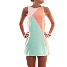 women dresscolor block casual mini dress ladies sleeveless patchwork party dresses plus size vestidos xxxxxl J4U66