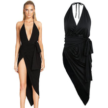 women dress halter belt split casual bodycon party dress irregular hem sleeveless club sexy dress vestidos J4U66