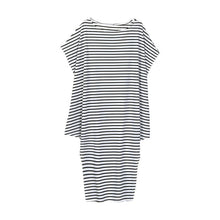 Women Dress Long Maxi Loose Dress Striped Batwing Sleeve Off shoulder Split Casual Beach Wear Plus Size Vestidos J4U66