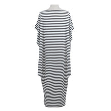 Women Dress Long Maxi Loose Dress Striped Batwing Sleeve Off shoulder Split Casual Beach Wear Plus Size Vestidos J4U66