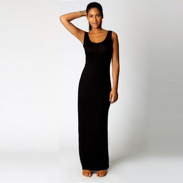 women dress tank ankle length elegant dress round neck ladies long maxi dress evening party dresses vestidos J4U66
