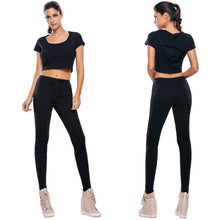 women two piece set top and pants hoodies o neck short sleeve crop top set slim clothes suit set crop top and trousers set J4U66