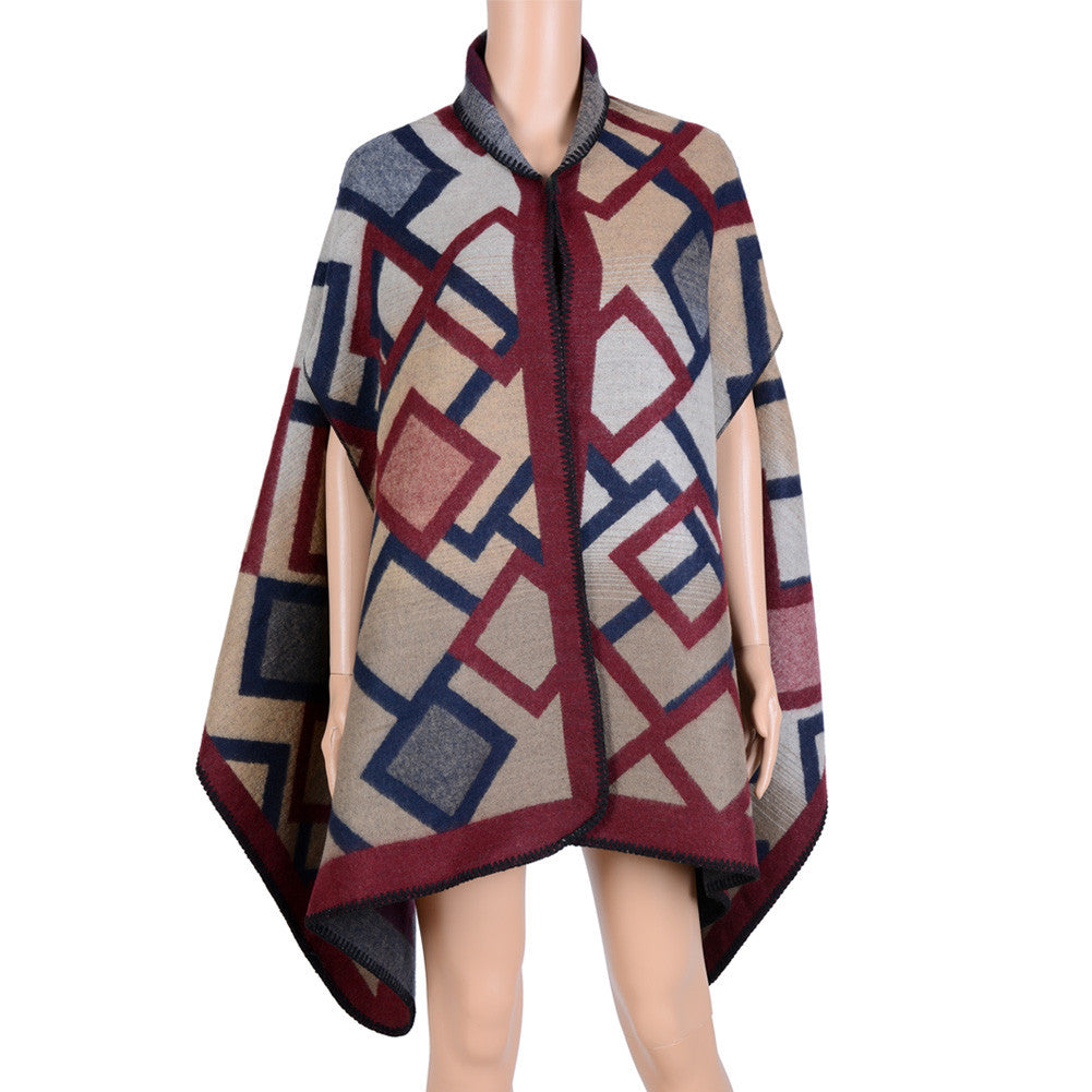 women polyester square scarf pashminas bordadas long scarf poncho square print armhole cape shawl scarves pashmina J4U66