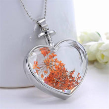 Womenornaments Jewelry Sweet Girls Women Dry Flower Heart Love Glass Wishing Bottle Pendant Necklace Gift  J4U66