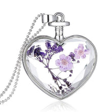Womenornaments Jewelry Sweet Girls Women Dry Flower Heart Love Glass Wishing Bottle Pendant Necklace Gift  J4U66