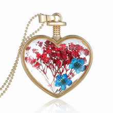 Womenornaments Jewelry Sweet Girls Women Dry Flower Heart Love Glass Wishing Bottle Pendant Necklace Gift  J4U66