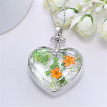 Womenornaments Jewelry Sweet Girls Women Dry Flower Heart Love Glass Wishing Bottle Pendant Necklace Gift  J4U66