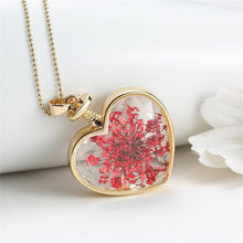 Womenornaments Jewelry Sweet Girls Women Dry Flower Heart Love Glass Wishing Bottle Pendant Necklace Gift  J4U66