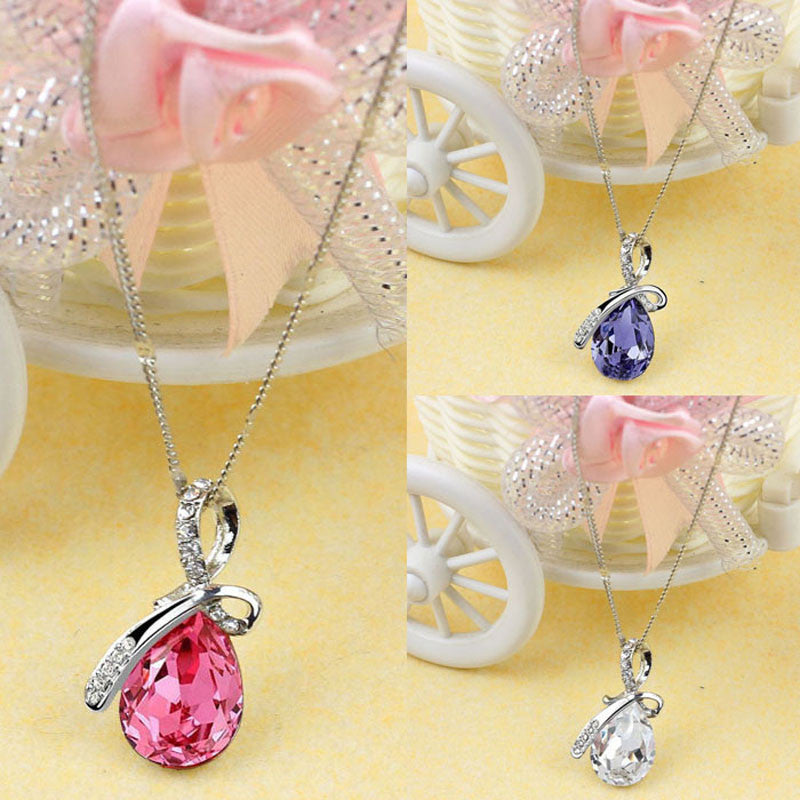 Womenornaments Women Lady Rhinestone Chain Crystal Necklace Pendant Jewer Sweet Girls  J4U66