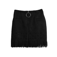 womens retro korean sexy suede pu leather skirt tassel hollow out gonna steampunk skirt zipper elegant mini skirt J4U66