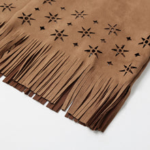 womens retro korean sexy suede pu leather skirt tassel hollow out gonna steampunk skirt zipper elegant mini skirt J4U66