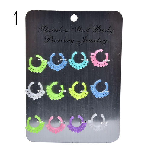 charm circular barbell mixed glow in the dark with multi patterns nose ring J4U66
