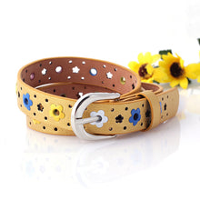 for prety girl gift New hollow butterfly flowers children lace belt boys and girls Brand PU leather belts women waistband J4U66