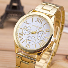 fashion geneva watch women dress watches Roman Numerals Quartz Stainless Steel Wrist Watch Fast Shipping J4U66