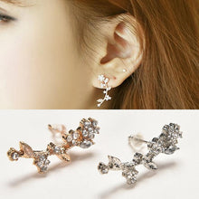 wild sweet delicate little flowers curved leaf Stud Earrings J4U66