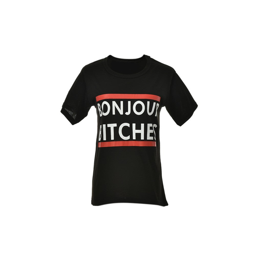 plus size o-neck women clothing t shirt hello bitches print short-sleeved t-shirt women top roupas femininas J4U66