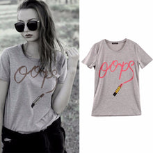 t shirt women lipstick OOPS printed t-shirt women tops shirts tees  arrived Sakura clothing J4U66